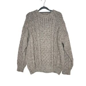 Kerry Traditions Killarney Wool Cable Knit Sweater Mens Medium Brown Irish Made
